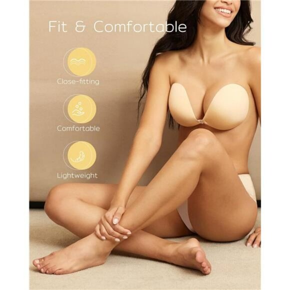 Niidor Strapless Sticky Bra Push Up Silicone Invisible Bra for Backless Dress - Picture 2 of 7